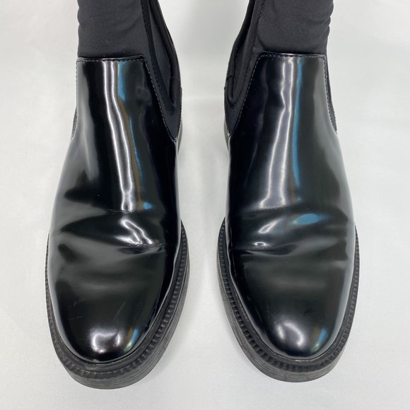 Zara Chelsea Lug Sole Chunky Heel Platform Ankle Boot Black Size 39 US 8 - Picture 5 of 12